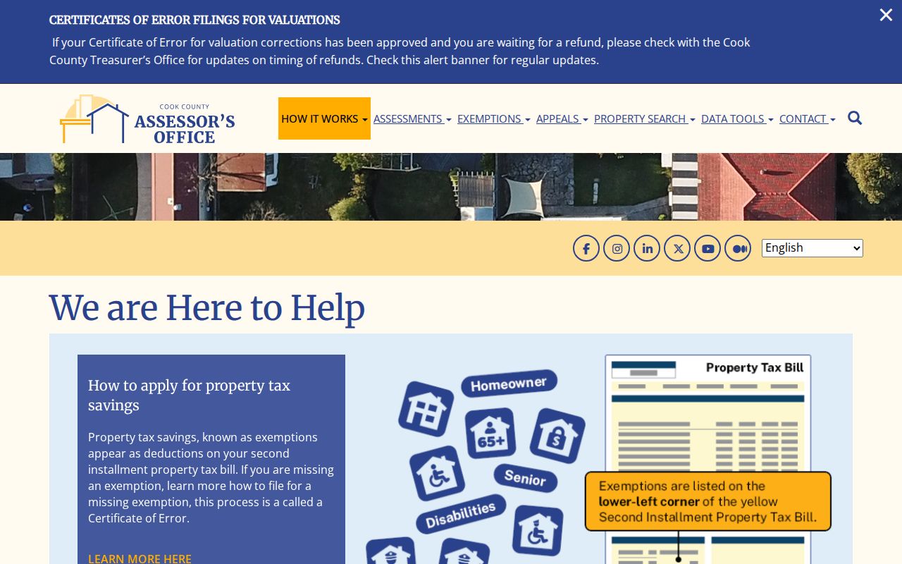 Cook County Assessor property search used for Elk Grove Village addresses