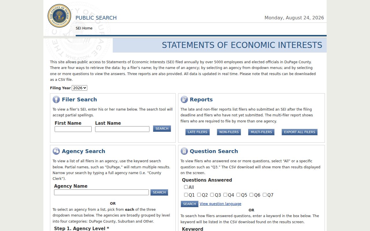 Elk Grove Village neighbors and DuPage economic interest search