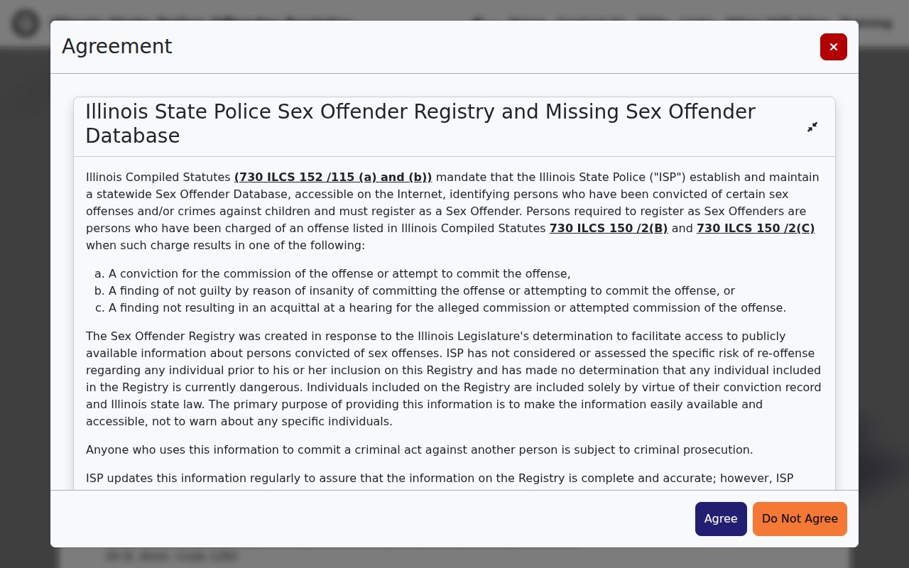 Elk Grove Village resident lookup on Illinois State Police registry