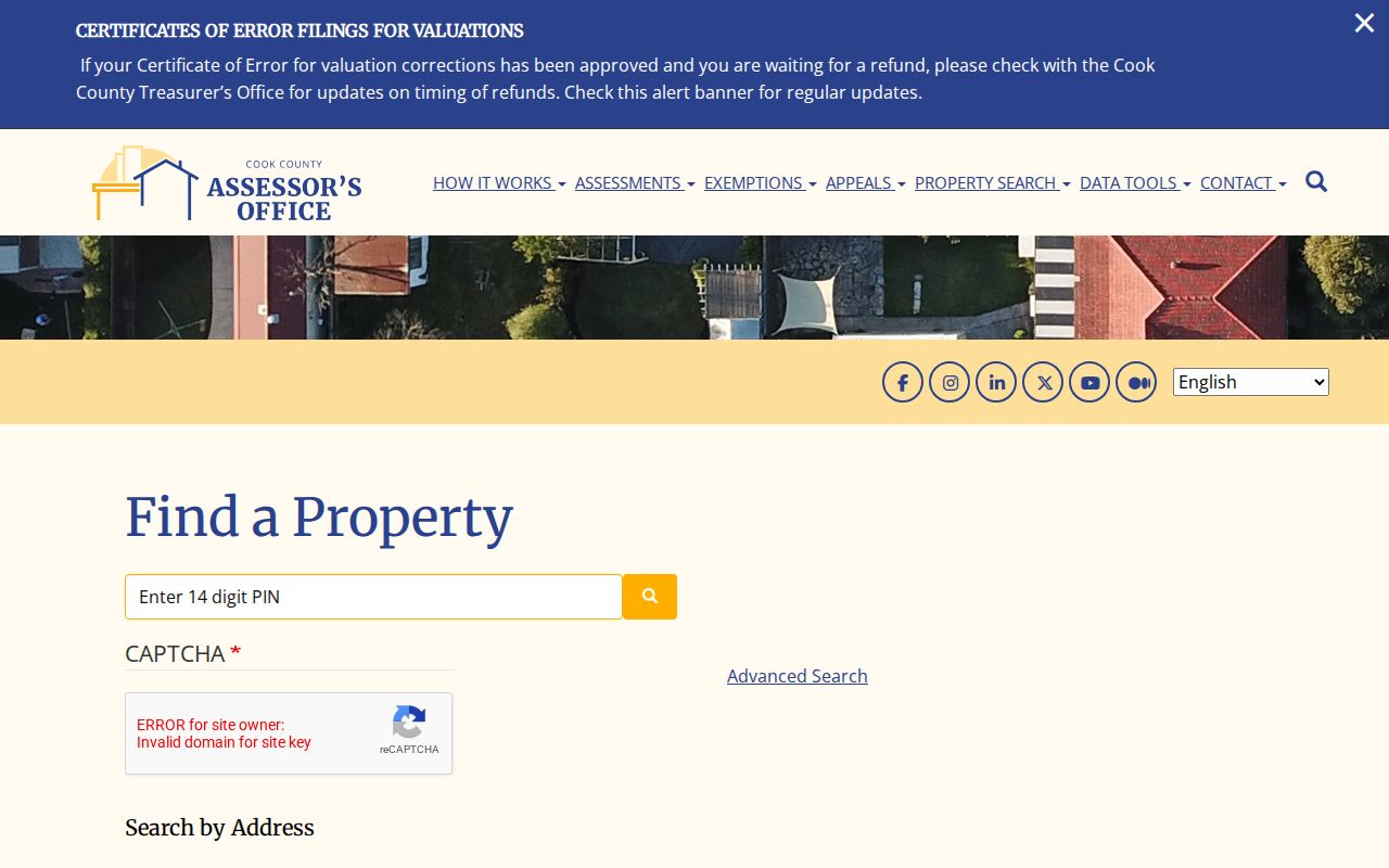 Cook County Assessor address search used for Elk Grove Village streets